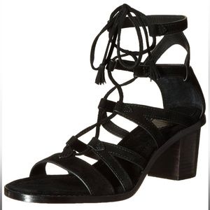 Frye Brielle Black Suede Gladiator Sandal, Gladiator Dress Suede Sandal 8